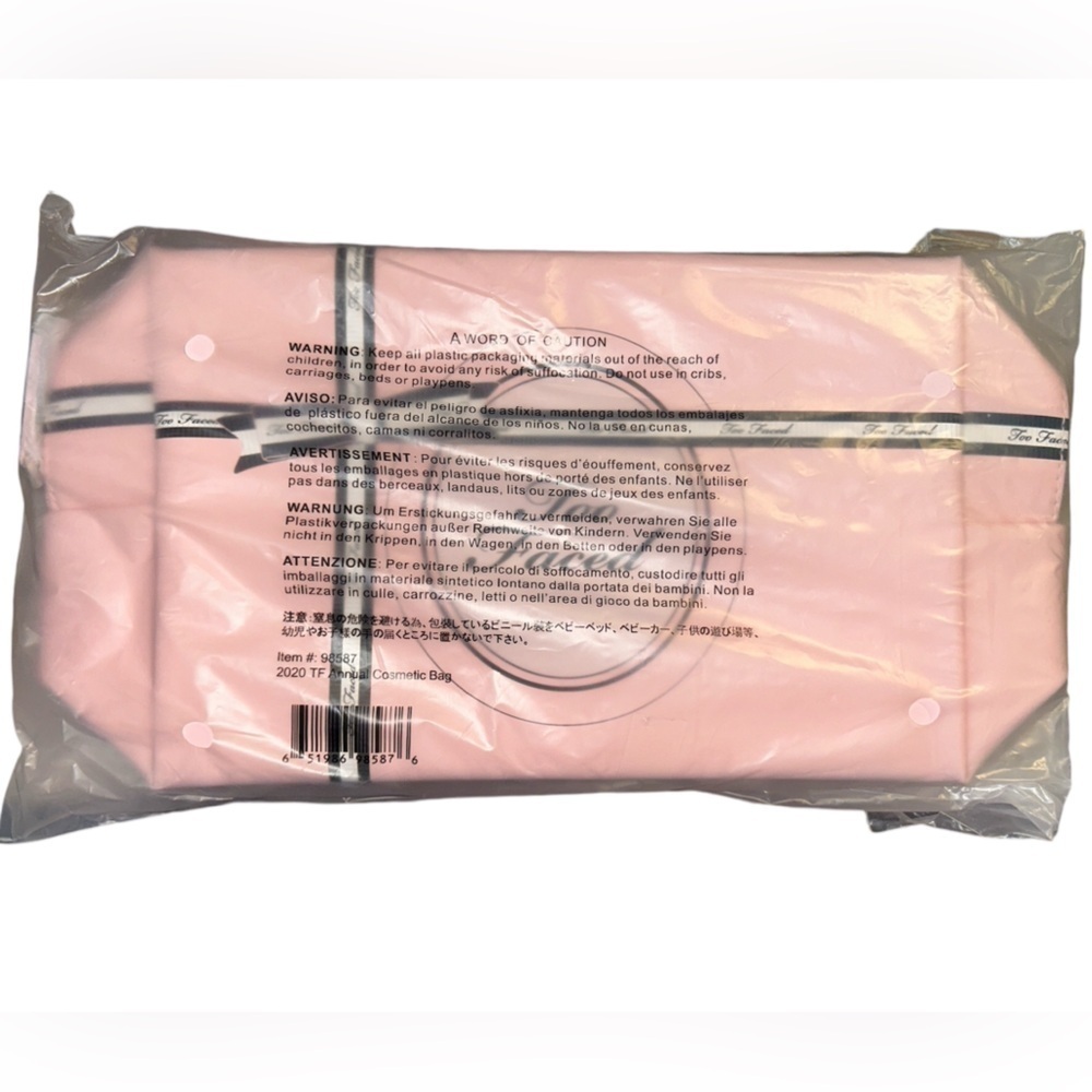 Too Faced Cosmetic Zippered Bag Pink w/ bow - Picture 5 of 6